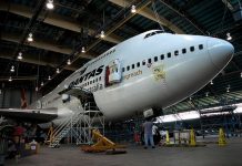 Qantas staff taking off