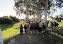 Students walk to school