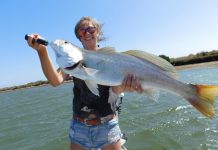 Throwing her fishing Weight