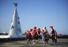 Christmas colours up in lights