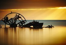 Shipwreck in the dawn zone