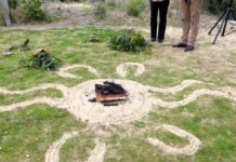 Walking together at sunrise