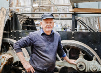 Vintage train restoration projects on display