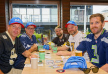 Fans gather for the Super Bowl