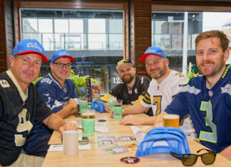 Fans gather for the Super Bowl